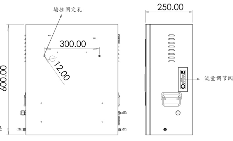 饮用水水质监测设备侧视图